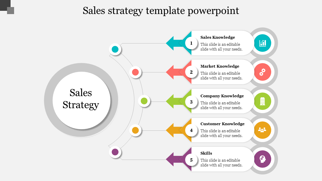 MultiColor Sales Strategy Template PowerPoint Slide